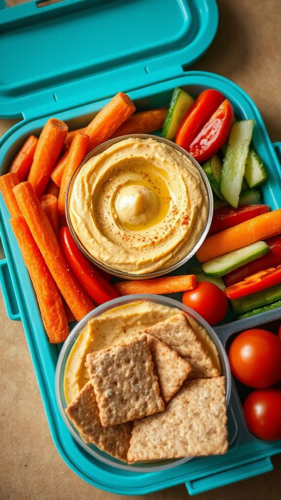 crunchy veggies with hummus