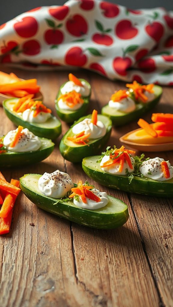 cucumber boats with cream cheese cucumber boats with cream cheese