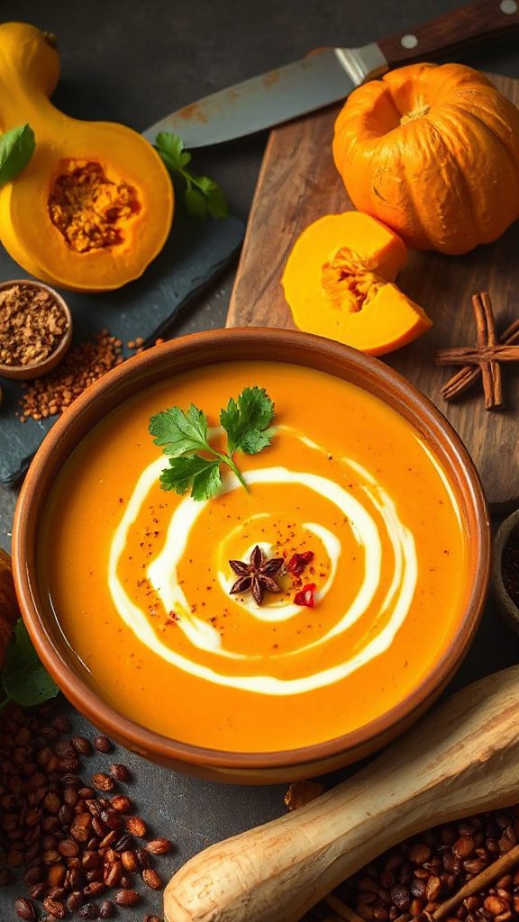 curried squash lentil soup