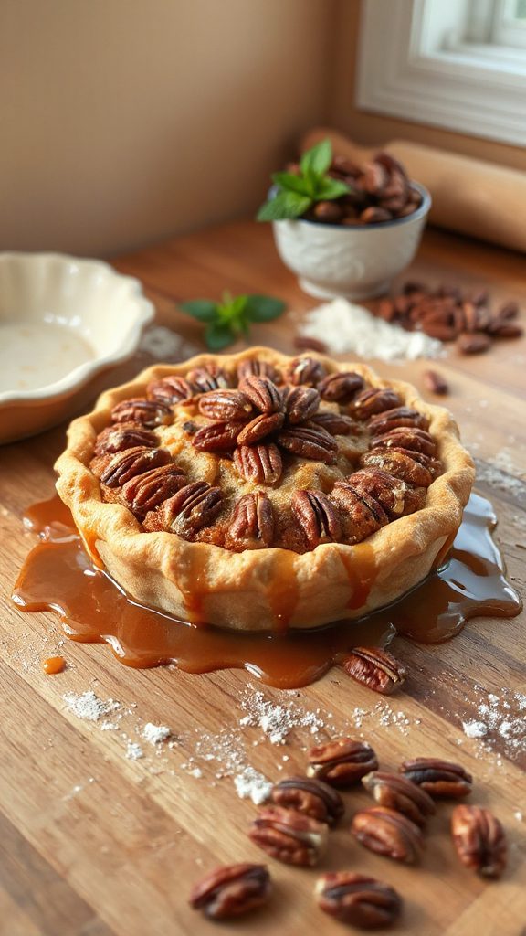 decadent caramel pecan pie