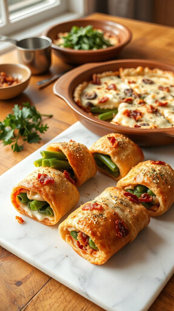 delicious green bean pizza rolls
