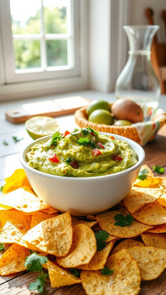 delicious guacamole with chips