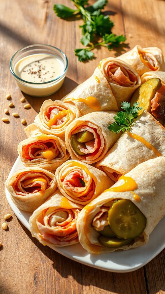 delicious ham and pickle wraps