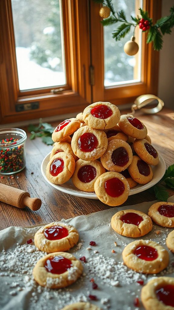 delicious holiday thumbprint cookies