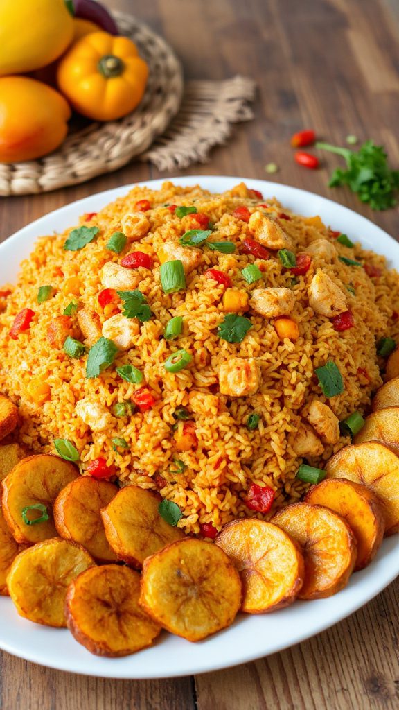 delicious jollof rice ensemble