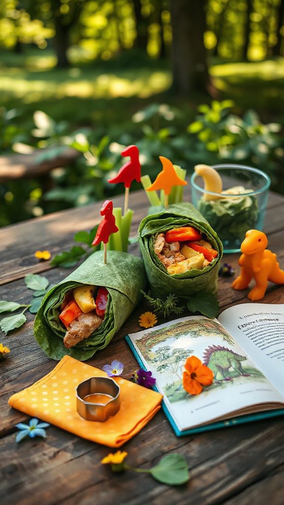 dinosaur themed lunch wraps