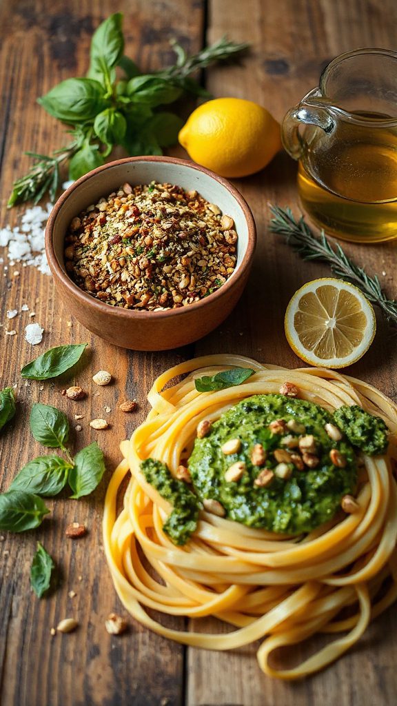 duqqa pesto pasta recipe