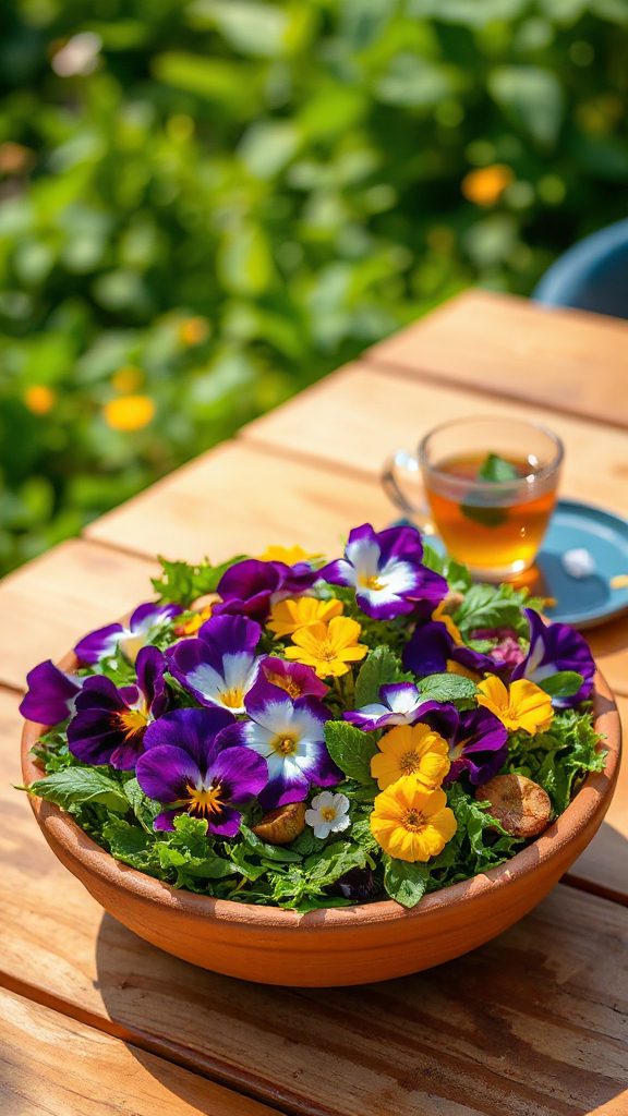 edible flower green salad