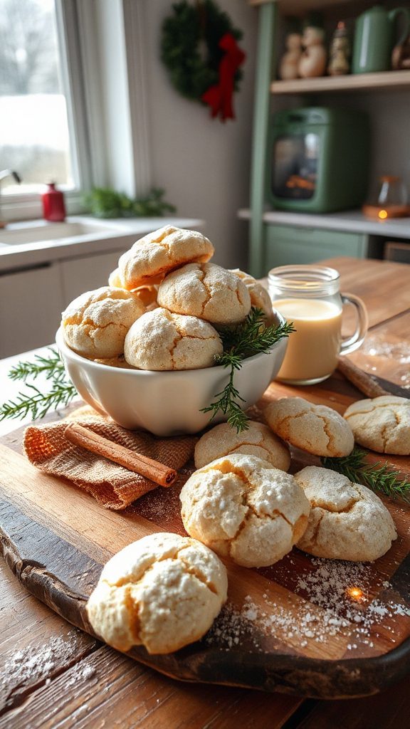 eggnog flavored crinkle cookies