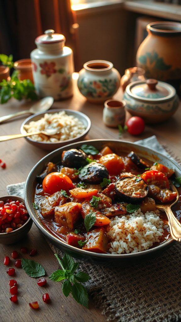 eggplant tomato dried mint stew