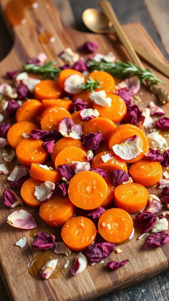 elegant floral glazed carrots