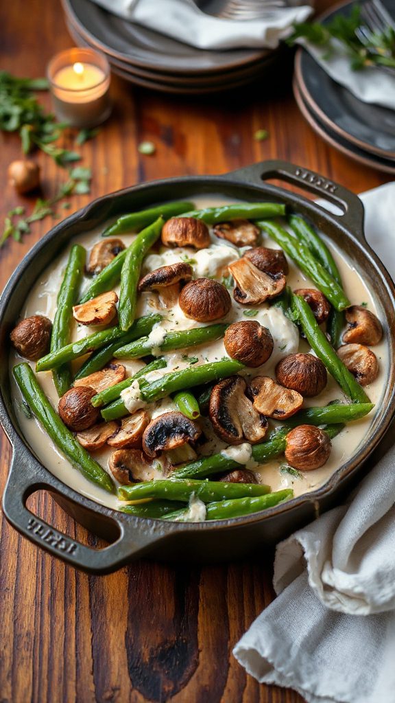 elegant mushroom green bean casserole