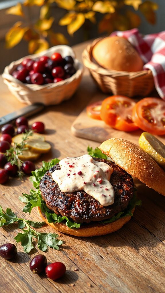 elk burgers with cranberry aioli