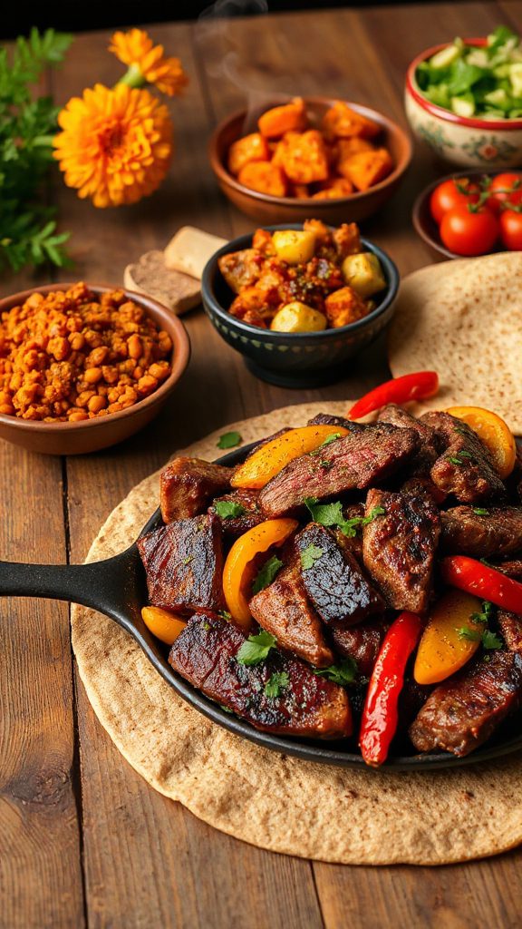 ethiopian spicy meat stir fry