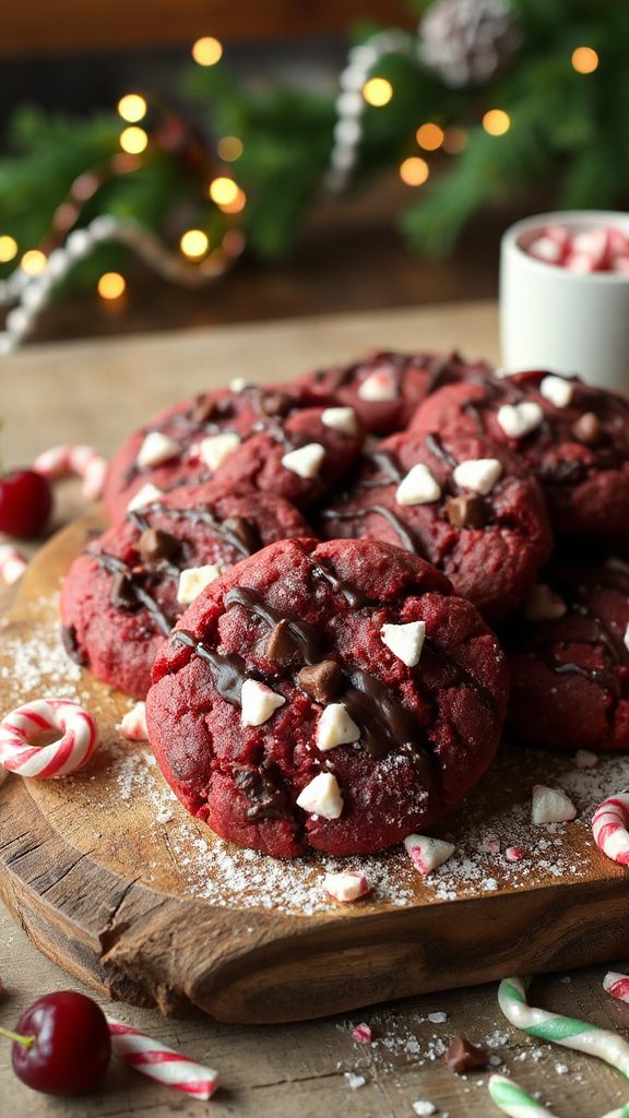 festive cherry chocolate cookies