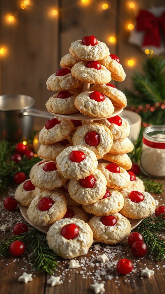 festive cherry vanilla cookies