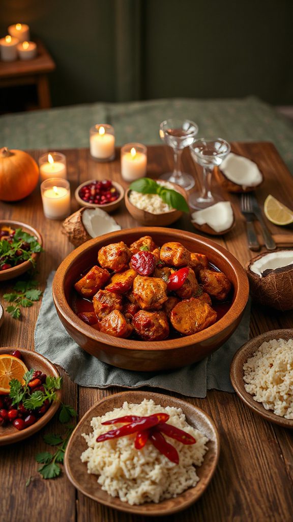 festive chicken rendang dish