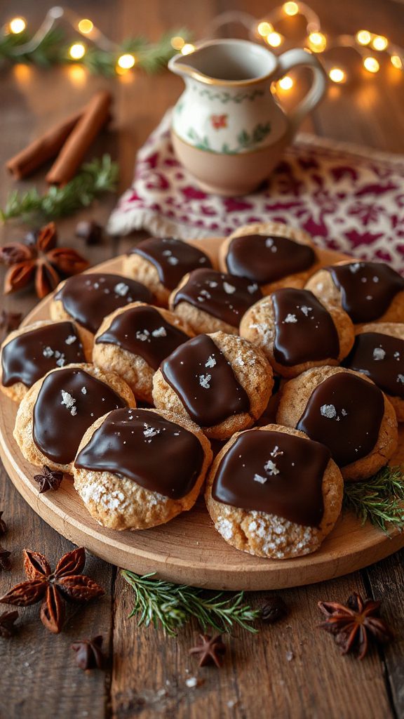 festive chocolate coated cookies