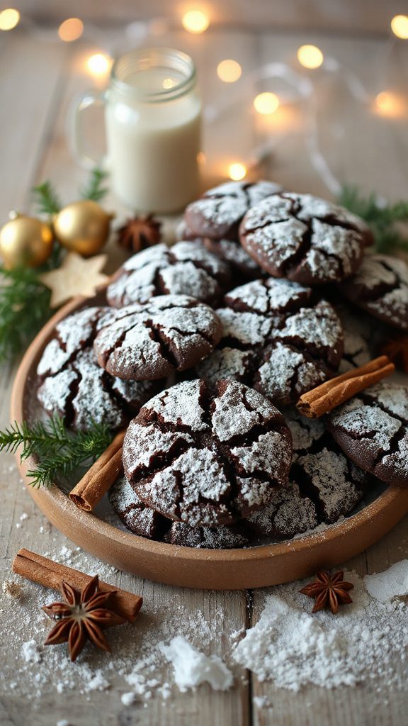 festive chocolate crinkle cookies