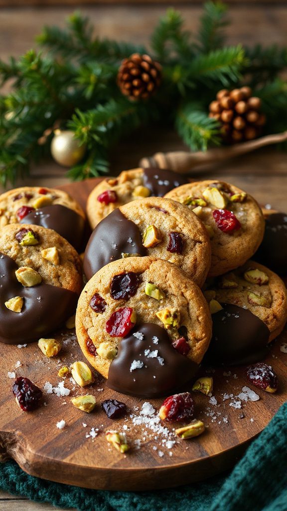festive chocolate dipped cookies