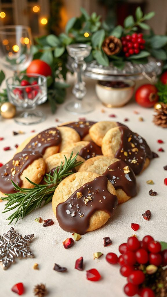 festive chocolate dipped cookies festive chocolate dipped cookies