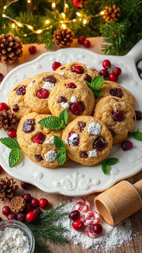 festive chocolate mint cookies