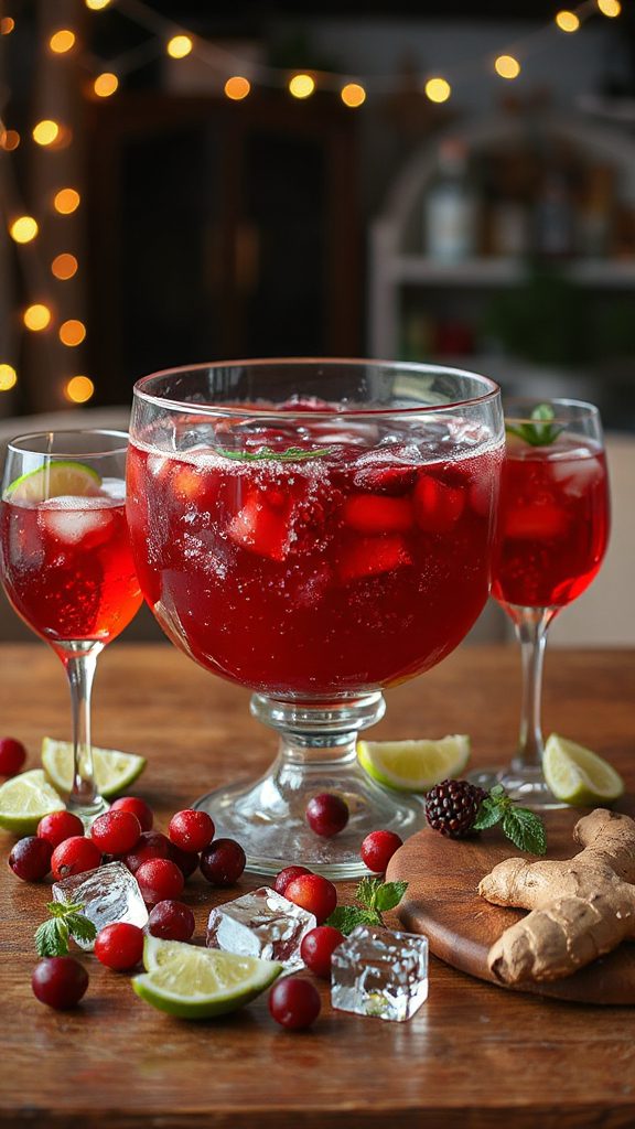 festive cranberry ginger ale punch