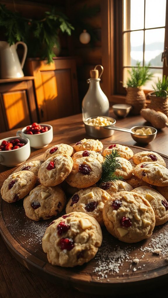 festive cranberry white chocolate cookies