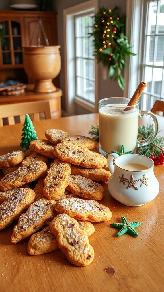 festive crunchy eggnog biscotti