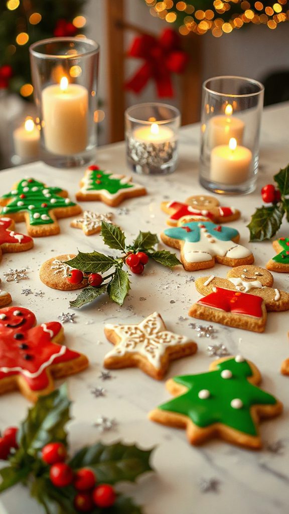 festive decorated holiday cookies