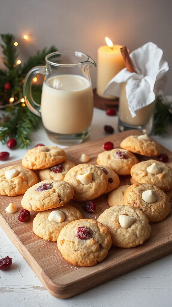 festive eggnog cranberry cookies