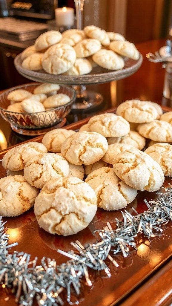 festive eggnog crinkle cookies