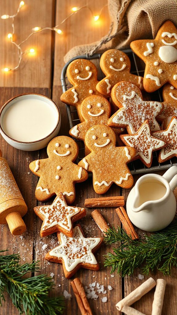 festive eggnog gingerbread cookies