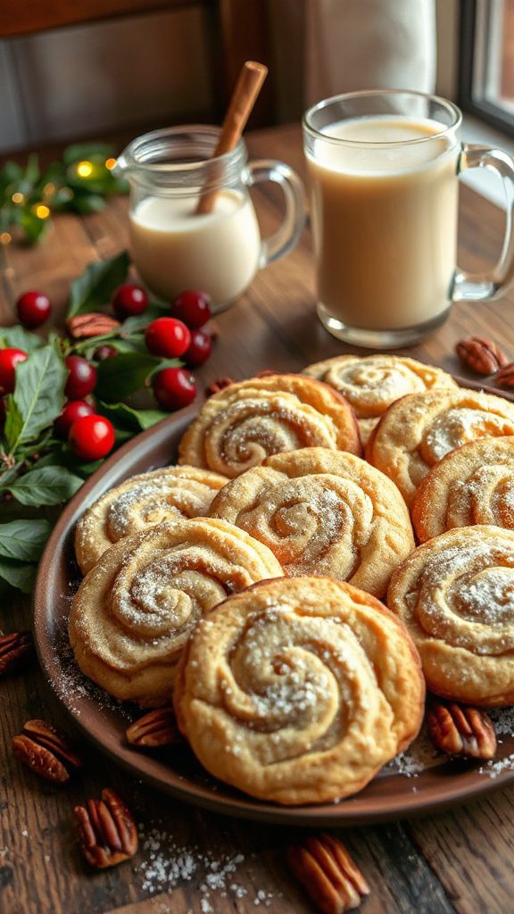 festive eggnog pecan cookies