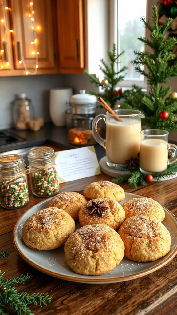 festive eggnog snickerdoodle cookies