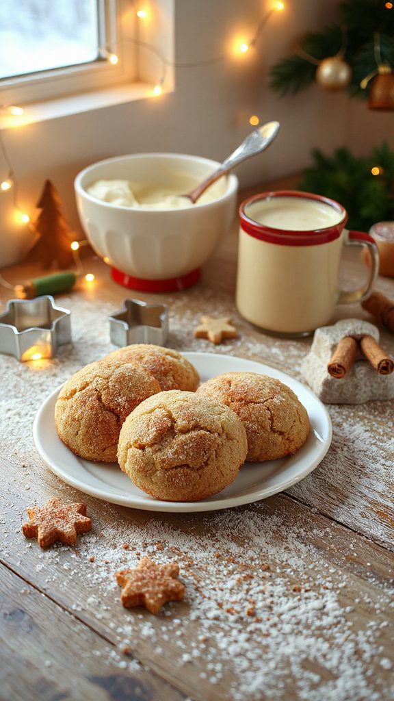 festive eggnog snickerdoodle cookies