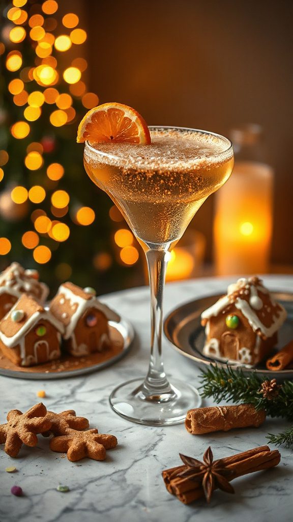 festive gingerbread champagne cocktail