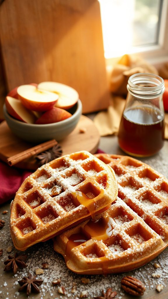 festive gingerbread cinnamon waffles