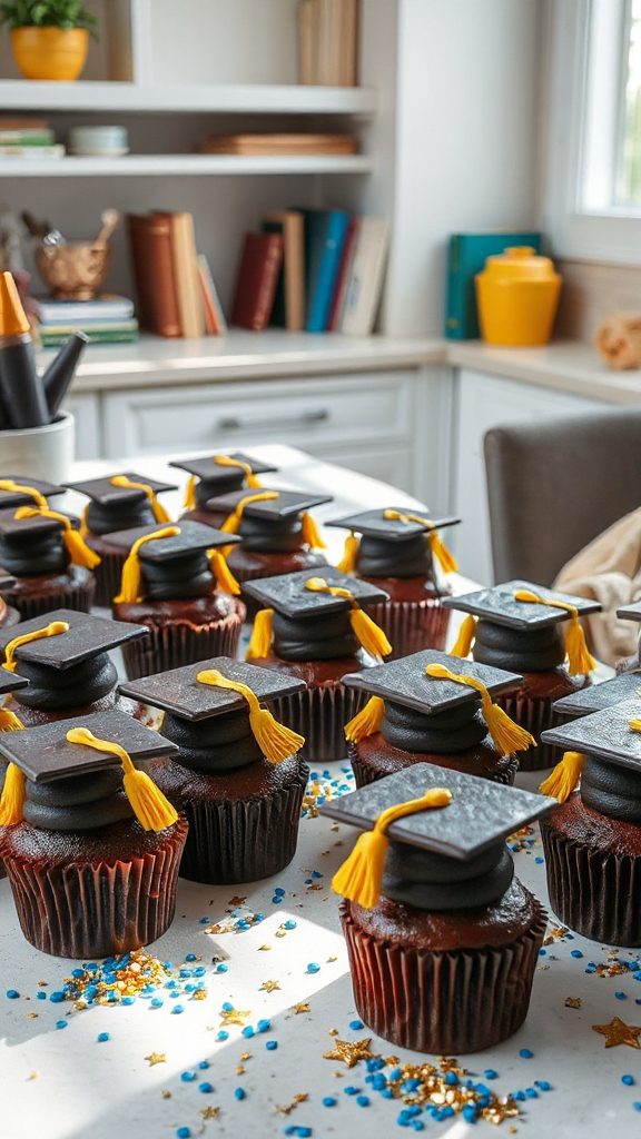 festive graduation cap cupcakes