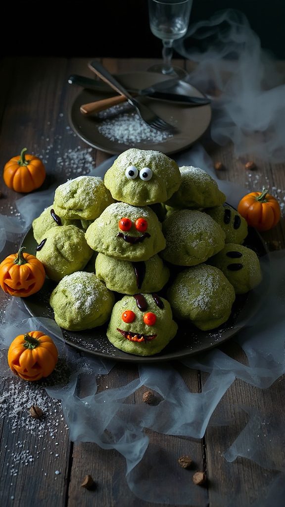 festive green matcha beignets