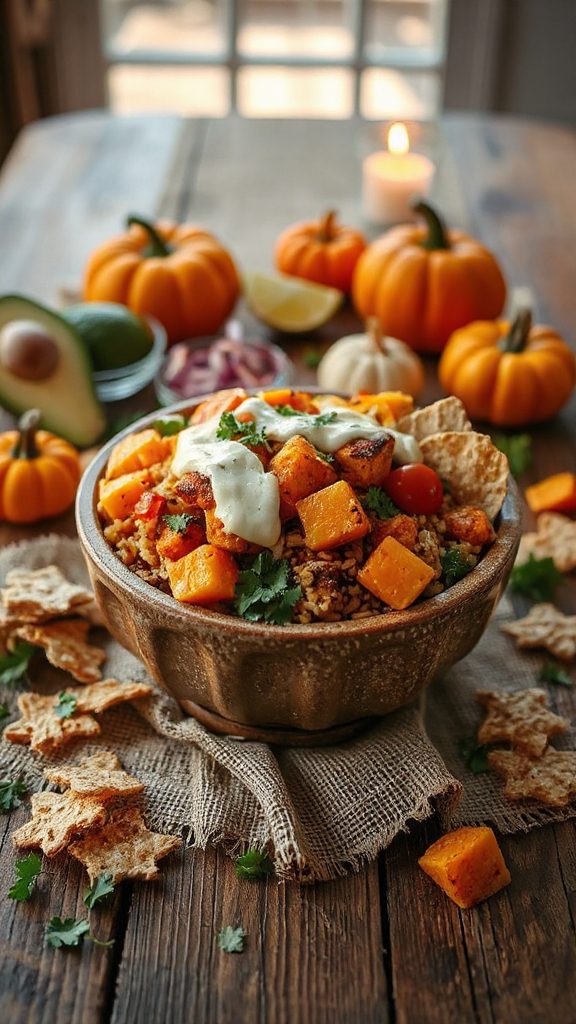 festive halloween burrito bowls