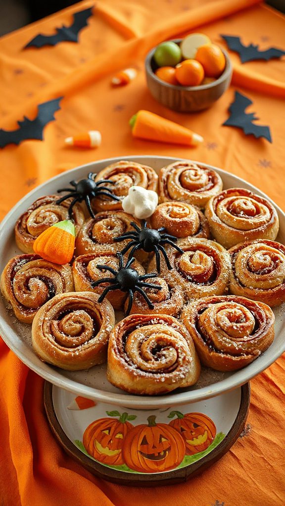 festive halloween cinnamon rolls