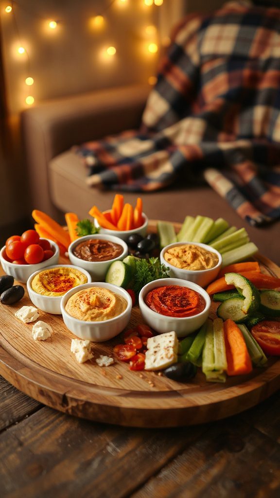 festive hummus veggie platter