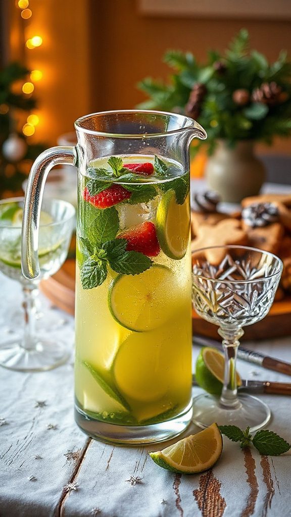festive mint lime cocktail