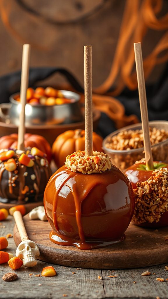 festive nougatine candy apples