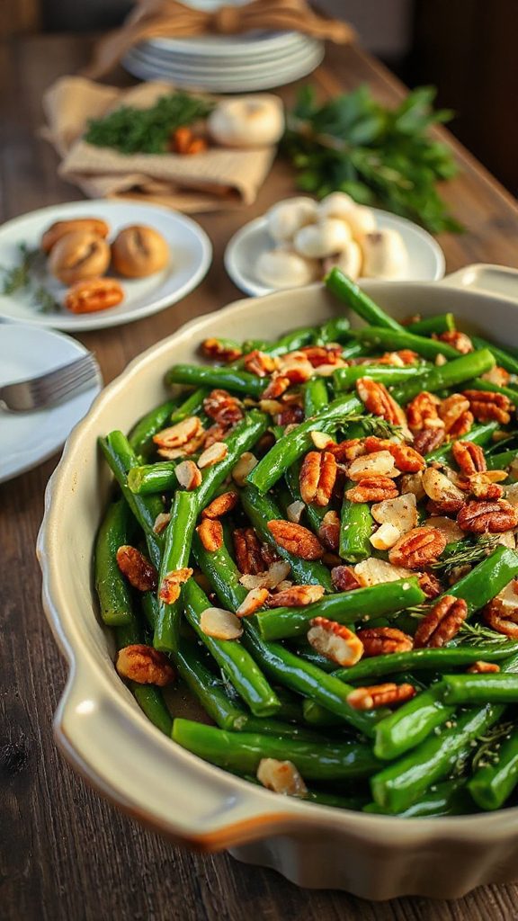festive nutty green beans