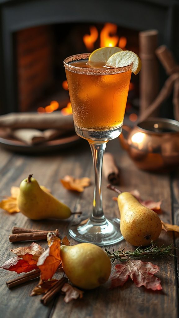 festive pear bourbon cocktail