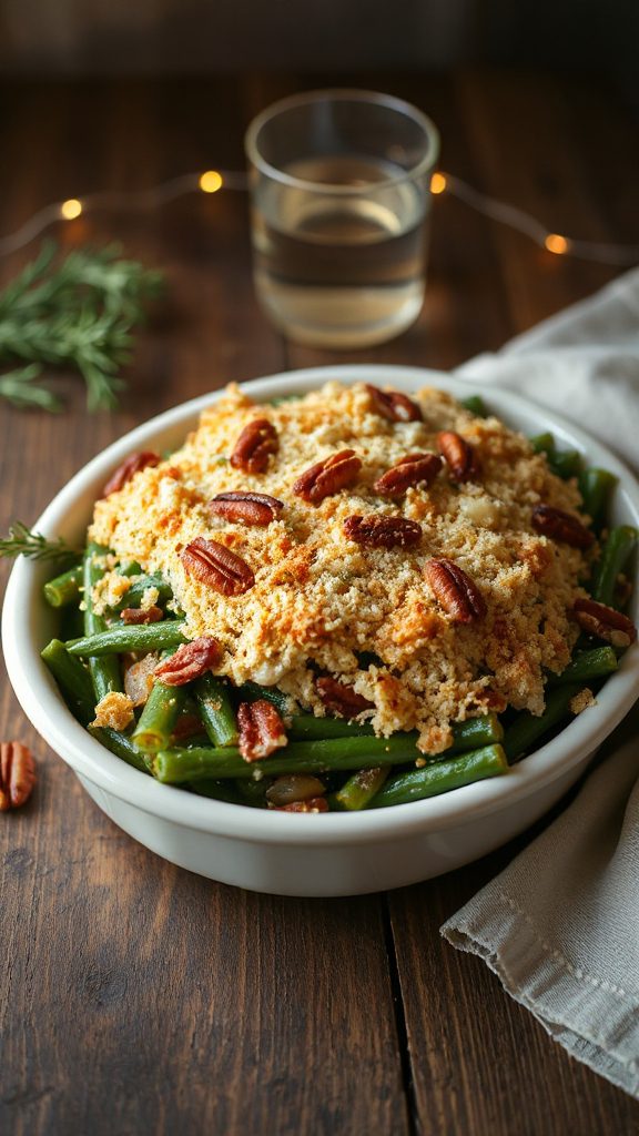 festive pecan green bean casserole