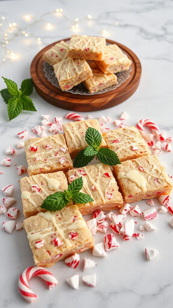 festive peppermint chocolate blondies