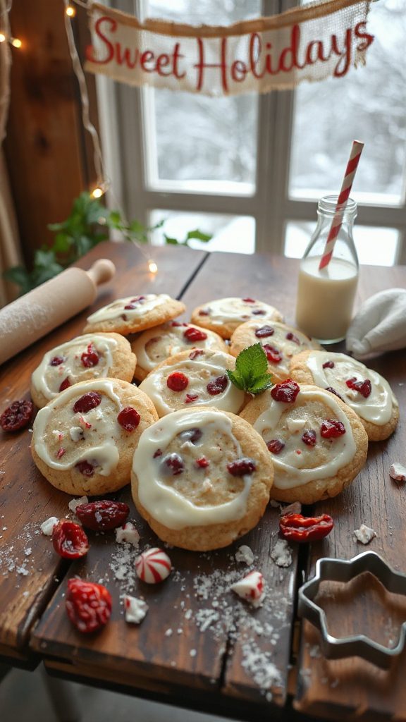 festive peppermint cranberry cookies